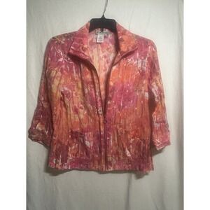A La Carte Women's Zip Up Light Weight Jacket Pinks/Oranges Long Sleeve M